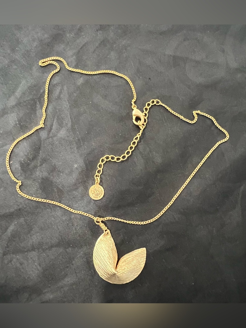 Gold Tone Fortune Cookie Necklace for Women